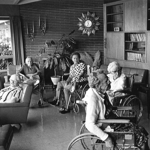 Historic photo of the lounge area at Bethany